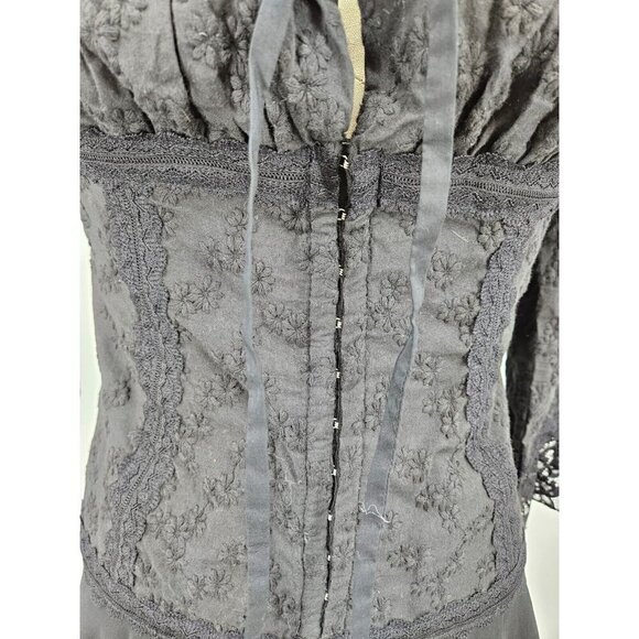 Mistress Rocks Embroidered Mini Dress Womens Large Plus Off Shoulder Black - Picture 5 of 10